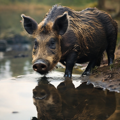 Leonardo_Diffusion_XL_Boar_looking_at_its_own_reflection_in_th_0