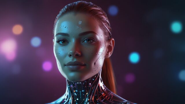 Default_Scifi_style_image_Glowing_3D_hologram_of_a_cyborgs_he_0